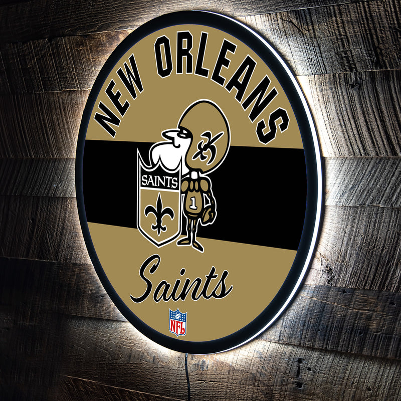 New Orleans Saints NFL Football Large Round Vintage Edgelite LED Decor
