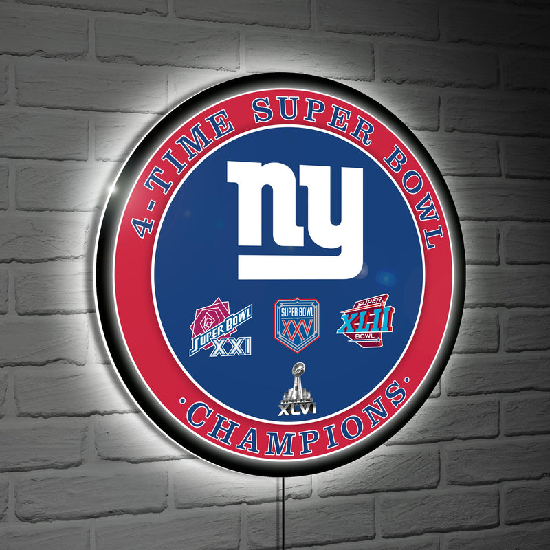 New York Giants 6X Superbowl Champions Football Round LED Wall Decor