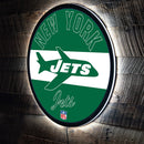 New York Jets NFL Football Large Round Vintage Edgelite LED Decor