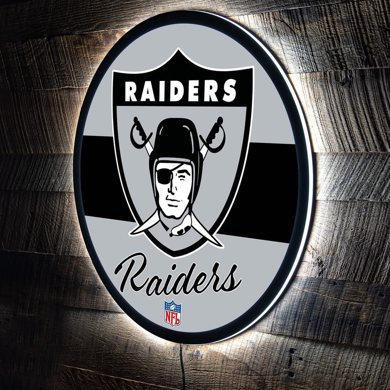 Las Vegas Raiders NFL Football Large Round Vintage Edgelite LED Decor