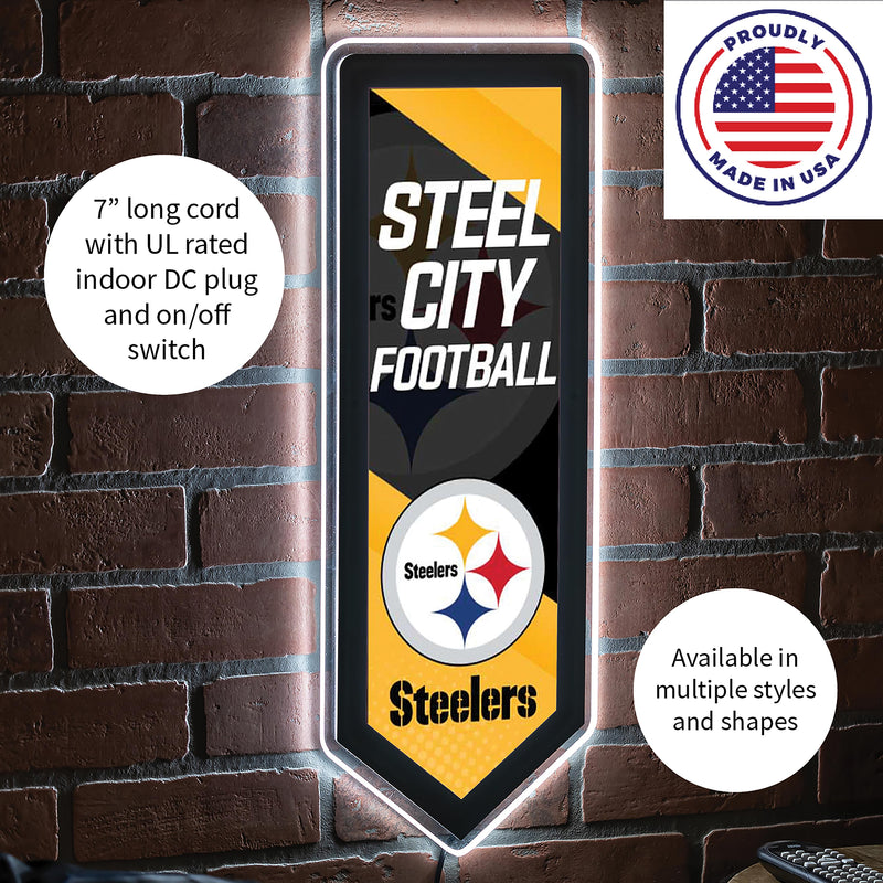Pittsburgh Steelers NFL Football Pennant Glazelite LED Decor