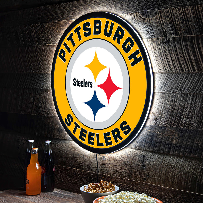 Pittsburgh Steelers NFL Football Large Round Edgelite LED Decor
