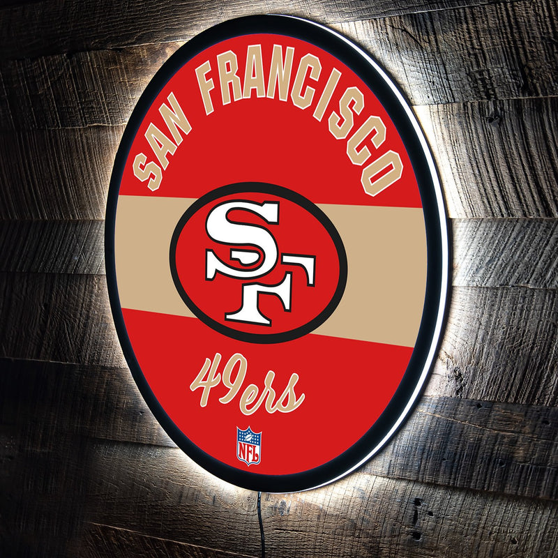 San Francisco 49ers NFL Football Large Round Vintage Edgelite LED Decor