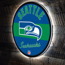 Seattle Seahawks NFL Football Large Round Vintage Edgelite LED Decor