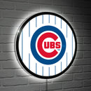 Chicago Cubs Baseball Pinstripe Round LED Wall Decor