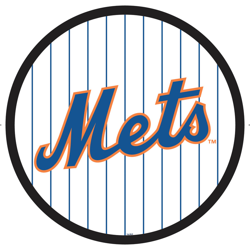 New York Mets Baseball Pinstripe Round LED Wall Decor