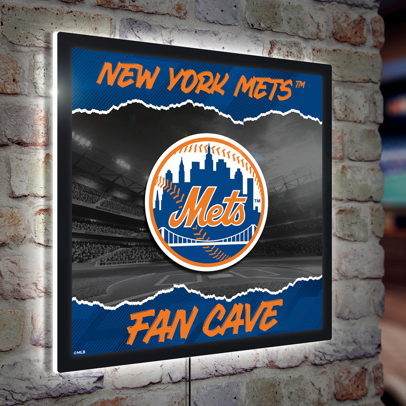 New York Mets 23"H x 23"L LED Wall Decor, Edgelite, Square