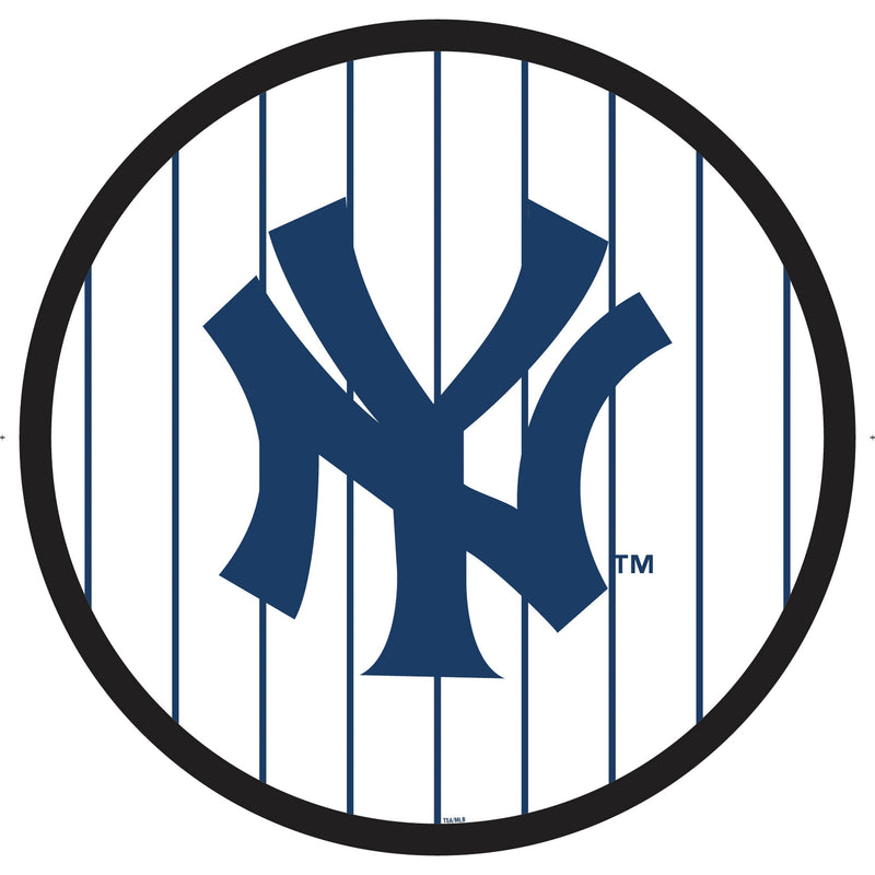 New York Yankees Baseball Pinstripe Round LED Wall Decor