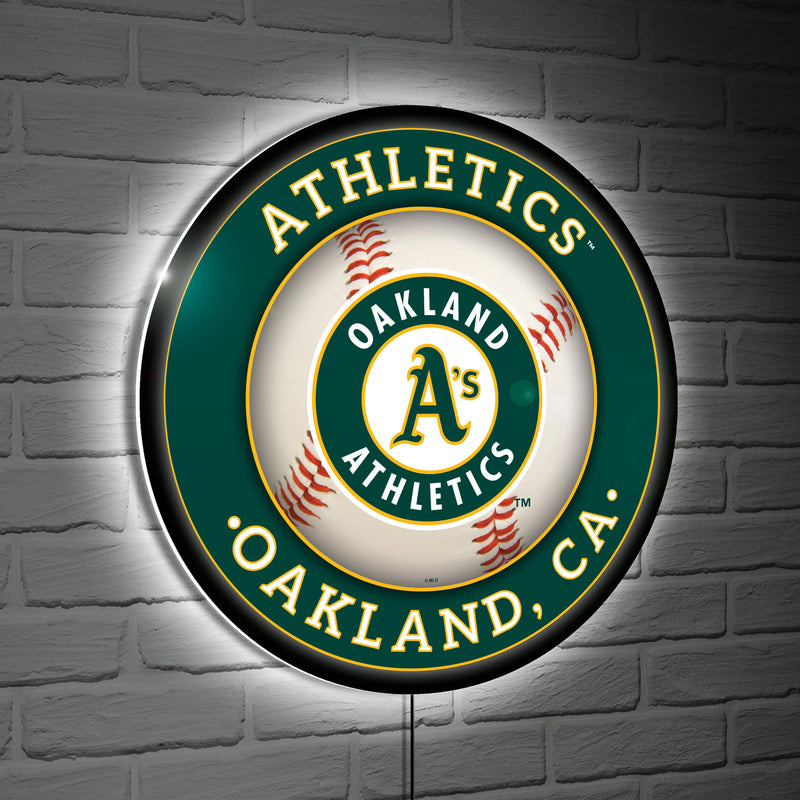 Oakland A's Baseball Large Round Edgelite LED Decor