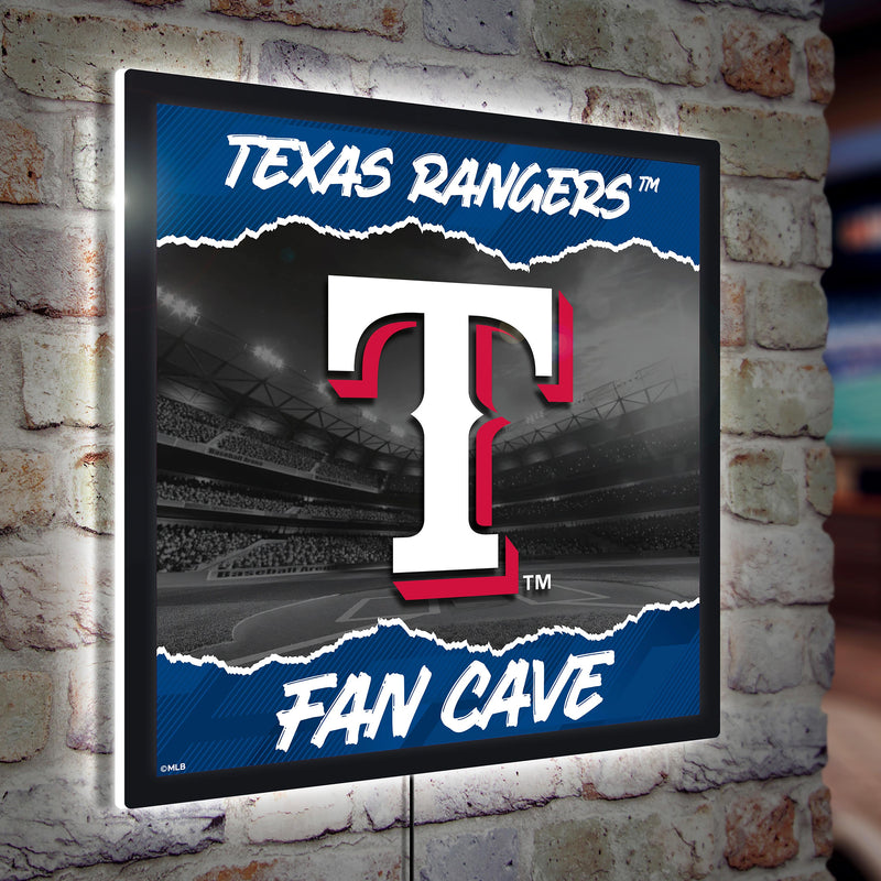 Texas Rangers 23"H x 23"L LED Wall Decor, Edgelite, Square