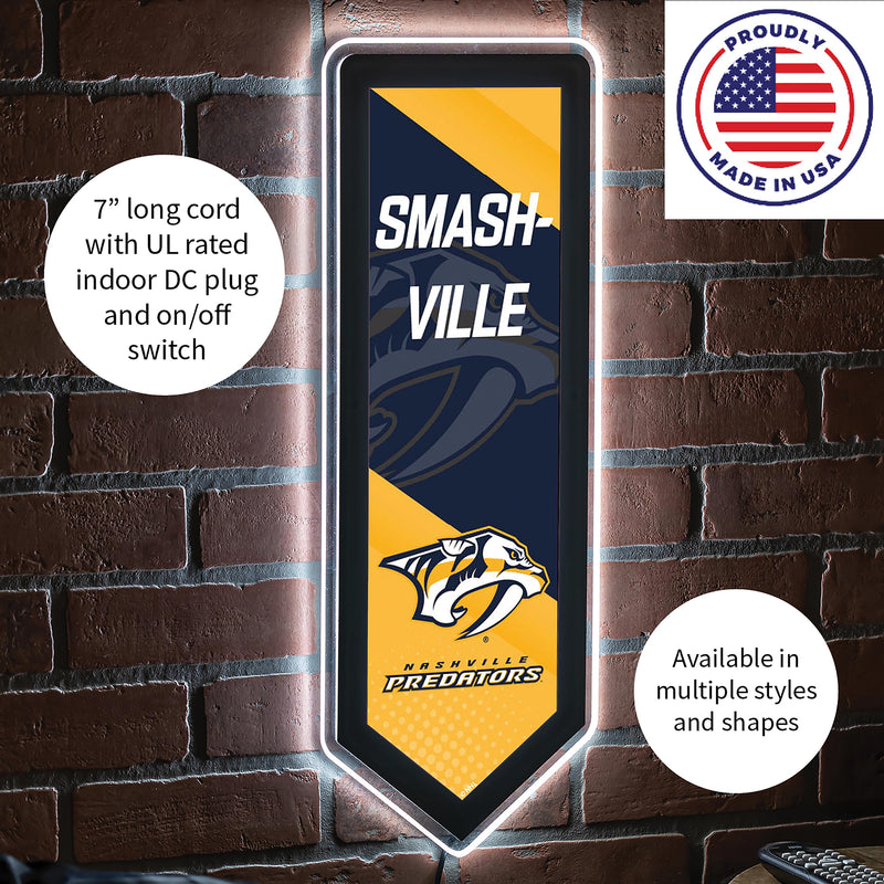 Nashville Predators Hockey Pennant Glazelite LED Decor