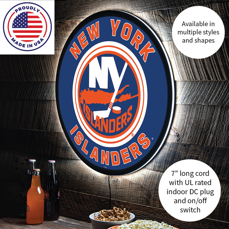 New York Islanders Hockey Large Round Edgelite LED Decor