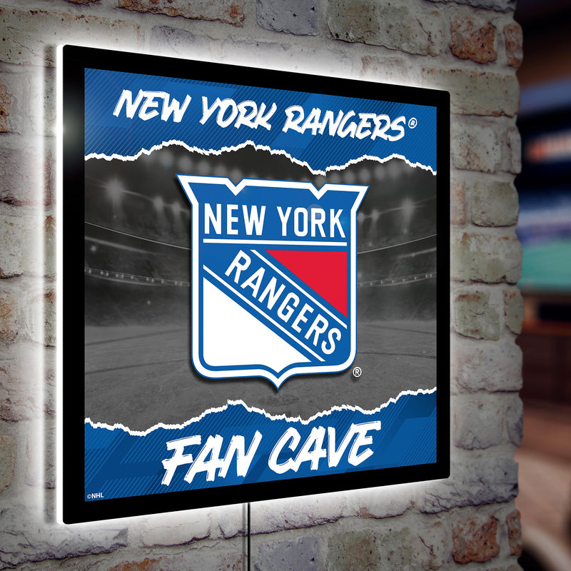 New York Rangers 23"H x 23"L LED Wall Decor, Edgelite, Square