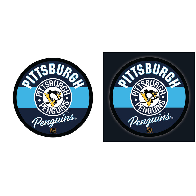Pittsburgh Penguins Hockey Large Round Vintage Edgelite LED Decor