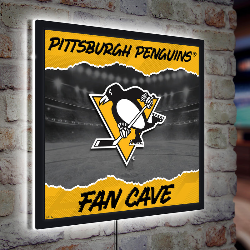 Pittsburgh Penguins 23"H x 23"L LED Wall Decor, Edgelite, Square