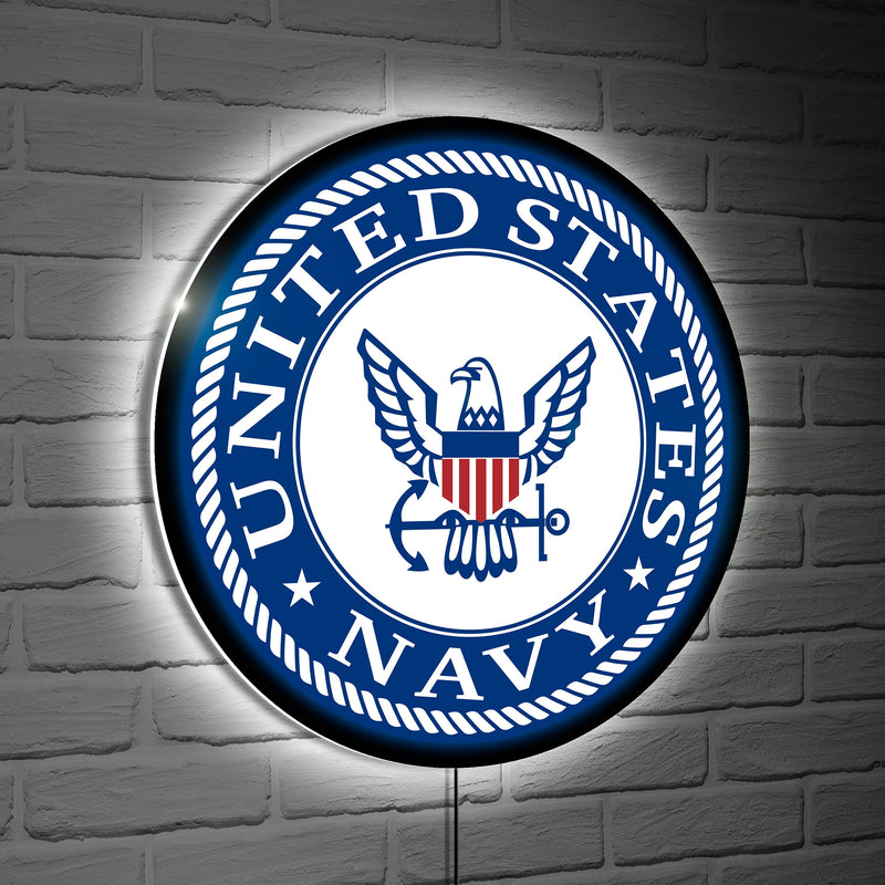US Navy Military Round LED Wall Decor