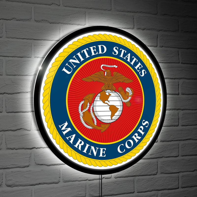 US Marine Corps Military Round LED Wall Decor