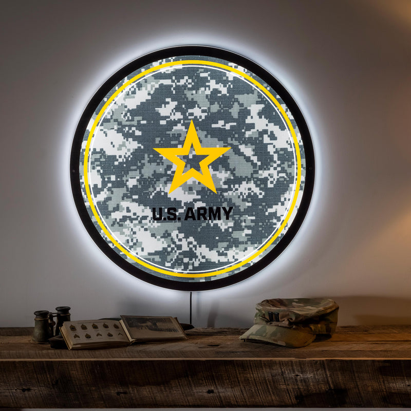 US Army Military Large Round Edgelite LED Decor
