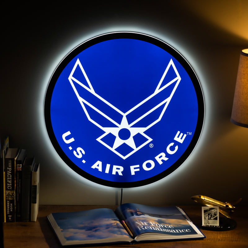 US Air Force Military Large Round Edgelite LED Decor