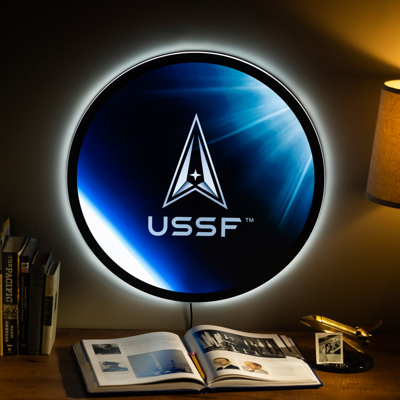 US Space Force Military Large Round Edgelite LED Decor