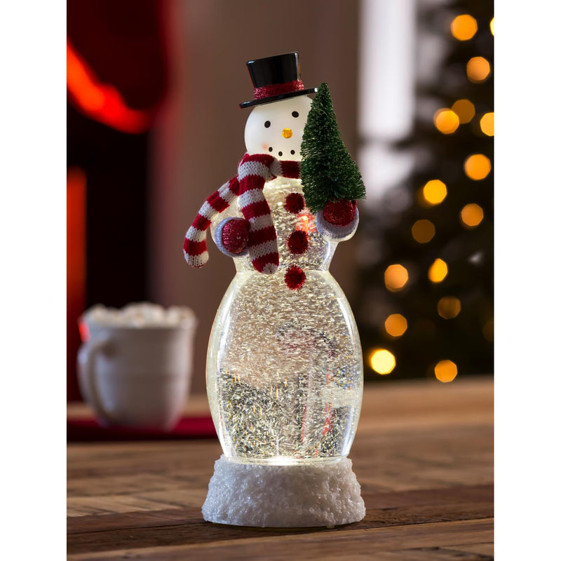 13" LED Spinning Water Snowman Tabletop Décor