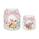 Glass LED Jar with Grassy Meadow and Bunny Scene, Set of 2