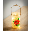 Glass Handpainted Poinsettia LED Mason Jar,8led7185c