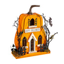 LED Wood "Happy Halloween" Haunted Pumpkin House Table Decor