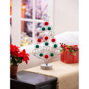 LED 16" Metal Tree with Pom Pom Ornaments Table Décor