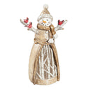 LED Resin Snowman with Cardinals Table Décor