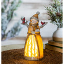 LED Resin Snowman with Cardinals Table Décor