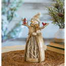 LED Resin Snowman with Cardinals Table Décor