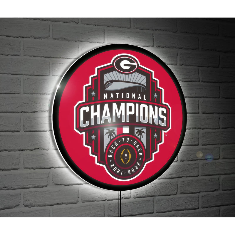 LED Wall Decor, Round, College Football, University of Georgia, National Champions,8led914rdb