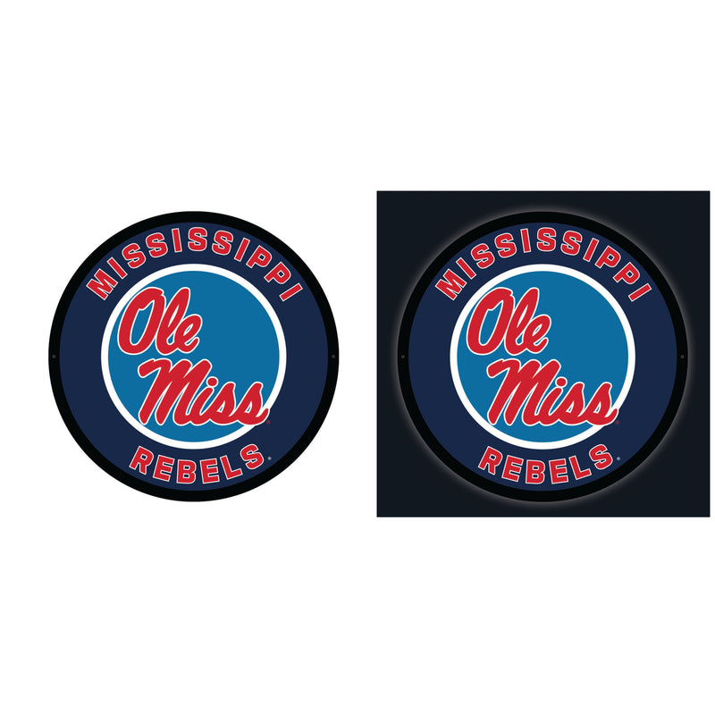 University of Mississippi College Large Round Edgelite LED Decor