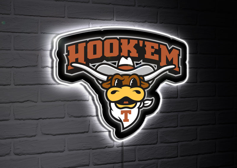 LED Wall Decor, Glazelite, College Mascot, University of Texas,8led999mas