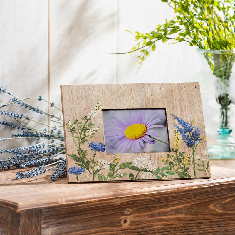 Floral Wood Picture Frame, 8.5"L x 6.75"H