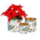 VivaStyle Planter, Metal Printed Planters, Festive Foliage, 10"H, Set of 3