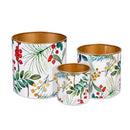 VivaStyle Planter, Metal Printed Planters, Festive Foliage, 10"H, Set of 3