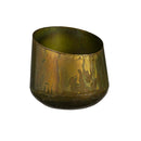 Nested Aged Brass Patina Finished Planter with Asymmetrical Top, Set of 2