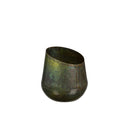 Nested Aged Brass Patina Finished Planter with Asymmetrical Top, Set of 2