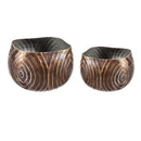 Shiny Black Metal Planters, Set of 2