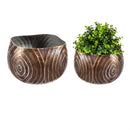 Shiny Black Metal Planters, Set of 2