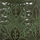 Nested Poinsettia Stamped Green Planter with Wood Stand, Set of 2