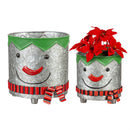 8.7" H Snowman Metal Planter, Set of 2