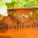 Rectangular Metal Planter with Laser Cut Wildflowers and Hummingbirds