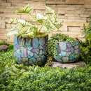 Garden of Wonder Planter, Mosaic Glass, Nested Set of 2