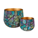 Garden of Wonder Planter, Mosaic Glass, Nested Set of 2