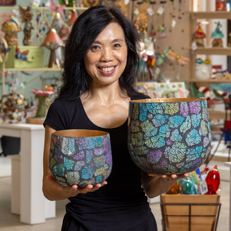 Garden of Wonder Planter, Mosaic Glass, Nested Set of 2