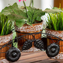 Metal Planters with Stone Embelishments and Stand