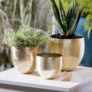 Glazed Metal Planter, Silver, Nested Set of 3